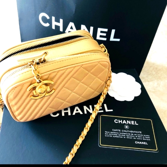 CHANEL Handbags - Chanel Coco Boy Mini Camera bag Gold Lambskin crossbody chain box certificate